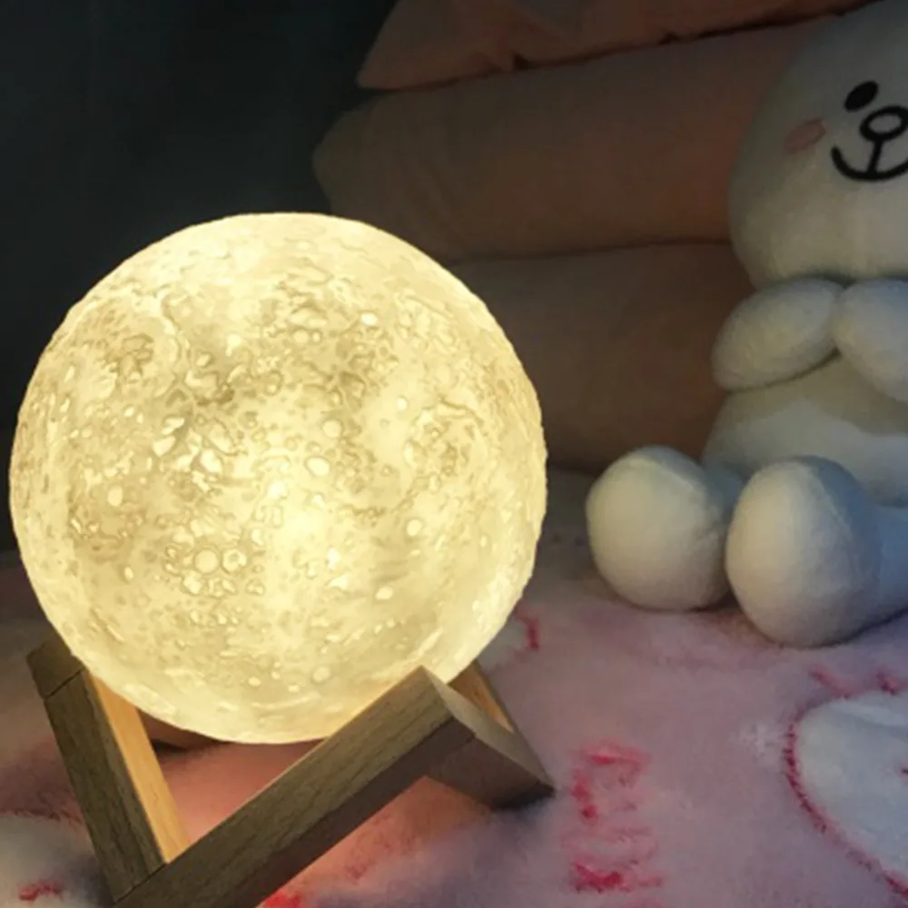 Новинка ночник с 3D рисунком Луны ночсветильник 2 цвета сенсорное управление