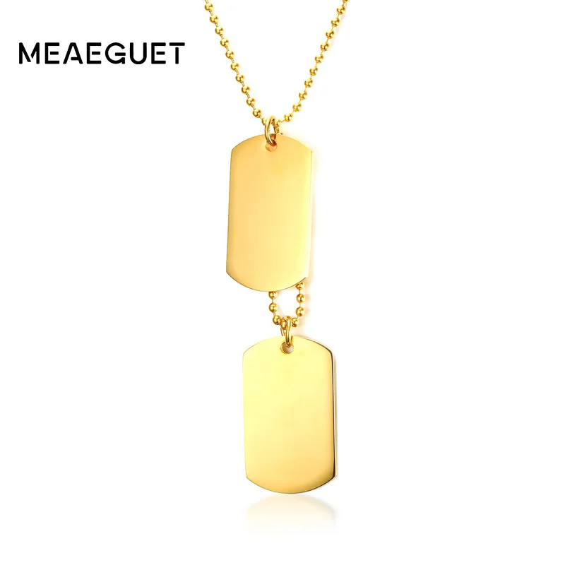 Meaeguet Лазерная Гравировка Персонализированные 316l нержавеющая сталь Dog Tag ID ожерелье кулон ювелирные изделия для женщин мужчин ошейник аксессуары