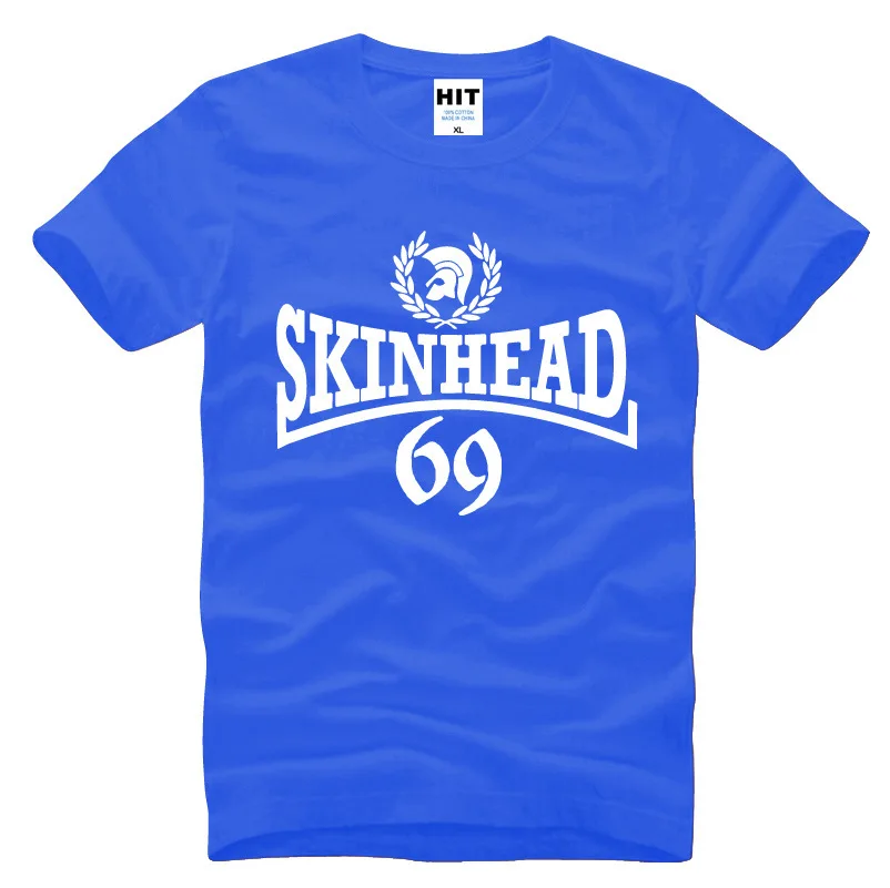 Мужская футболка с принтом Skinhead модная коротким рукавом и круглым вырезом