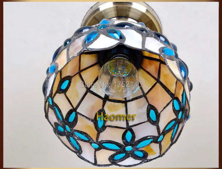 Средиземноморская потолочная лампа в виде ракушки s сиреневый узор