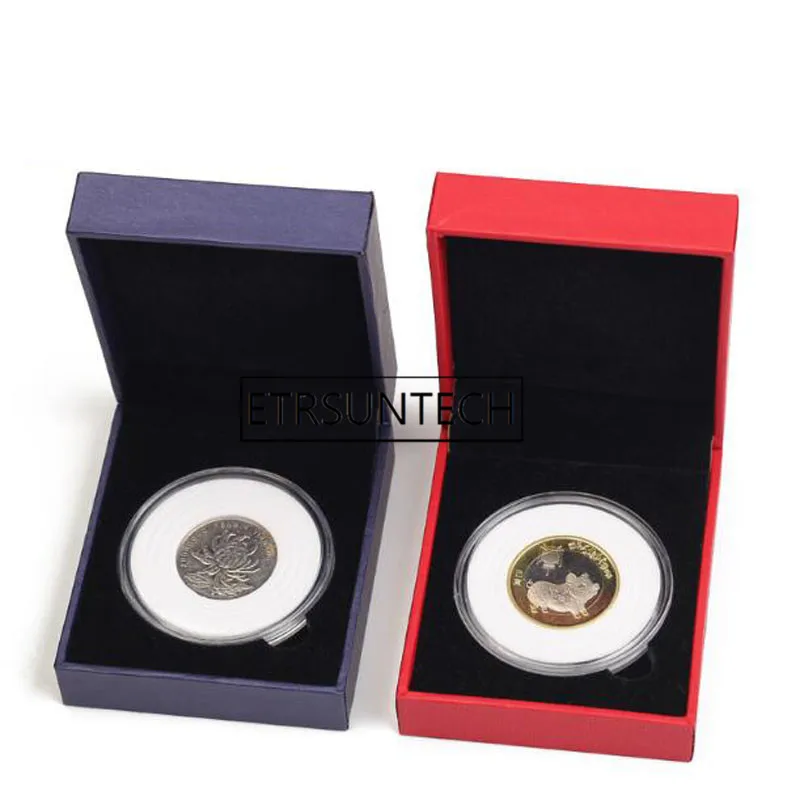 

50pcs Badge Coin Box Round Boxed Holder Coins Storage Boxes Capsules Display Cases Organizer Collection Gifts