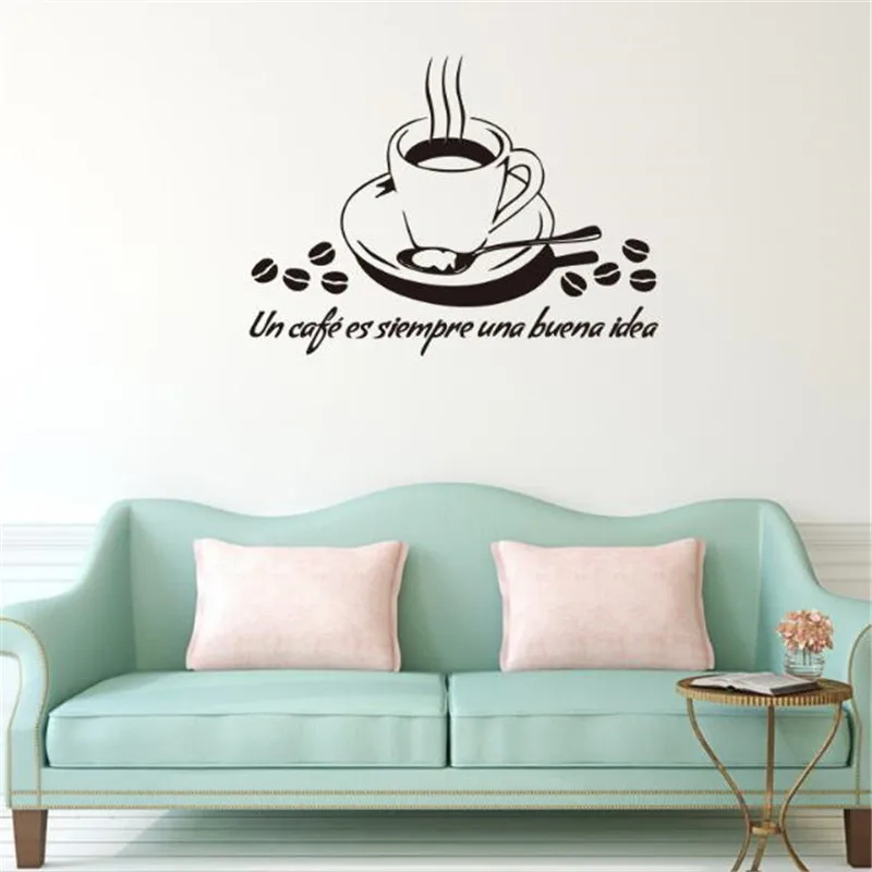 IDFIAF кофе Цитата наклейки на стену кофейная чашка кофейные зерна домашний Декор