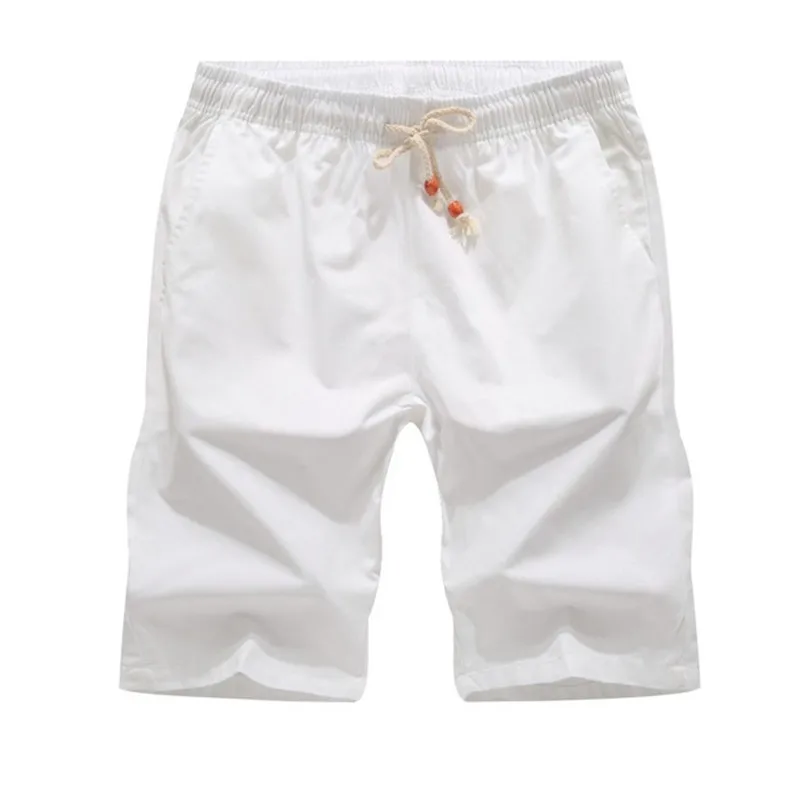 BOLUBAO Men's Shorts New Polyester Shorts For Men Summer Solid Breathable Elastic Waist Casual Male Shorts 7 Colors - Color: White