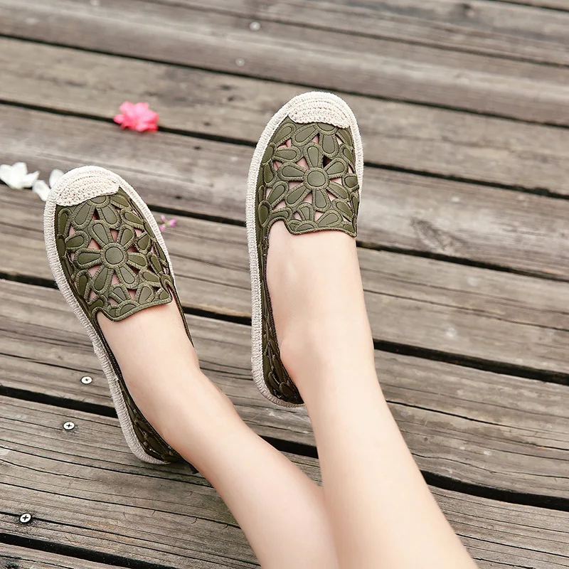 

XEK Women's Flats Shoe Embroidery Fisherman Female Shoe 2018 Spring Summer Women Shoes Cut Out Hollow Out Casual Shoes WFQ101
