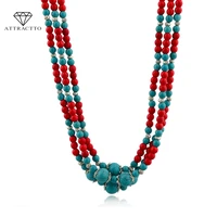 attractto luxury bohemian vintage green necklaces pendants natural stone necklace multilayer bead long boho necklace sne140443