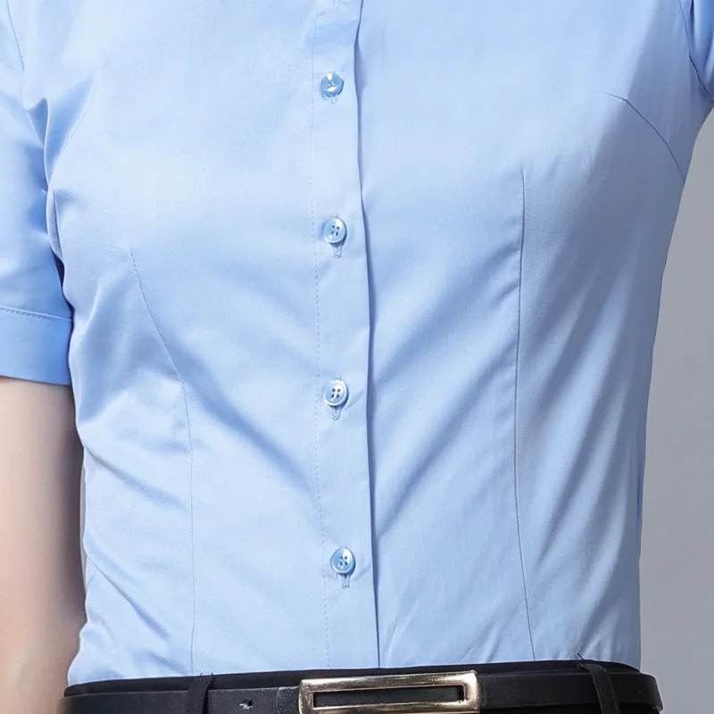 

5XL Plus Size Shirt Women Cotton Blouse Fashion Short Sleeve Ladies Tops Professional Woman Blouses Formal Female Shirt