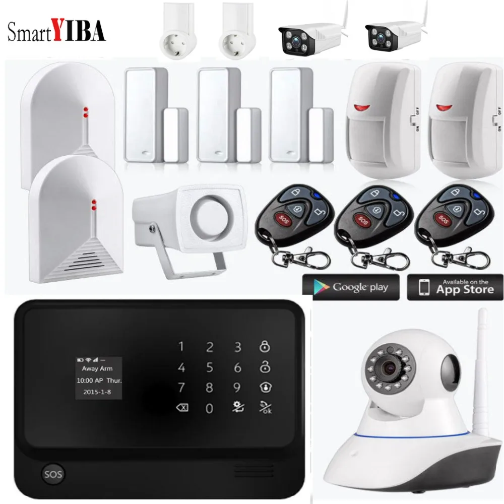 SmartYIBA LCD Touch Keyboard SOS Wireless Home Security WiFi GSM Alarm System Burglar Kit Door Detector Infrared | Безопасность и