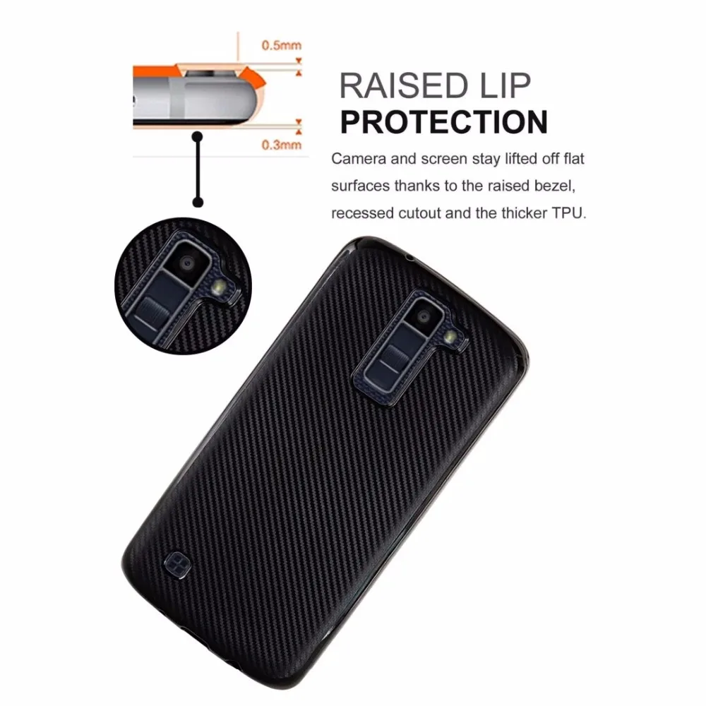 Для LG K10 Dual 5 3 дюймов чехол из углеродного волокна Мягкий ТПУ стильный светильник