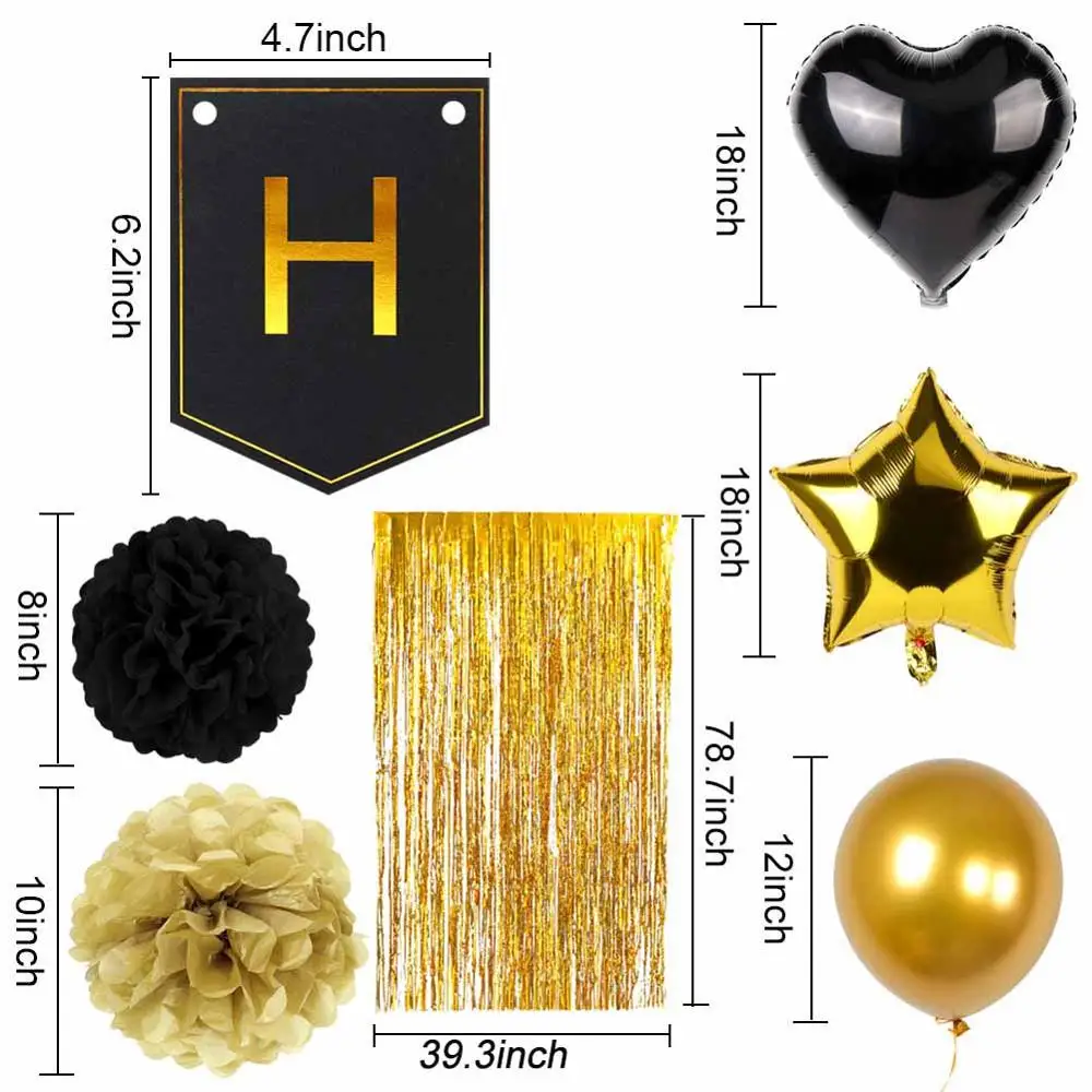 OurWarm черные латексные гелиевые шары Золотая кисточка фоновое украшение для