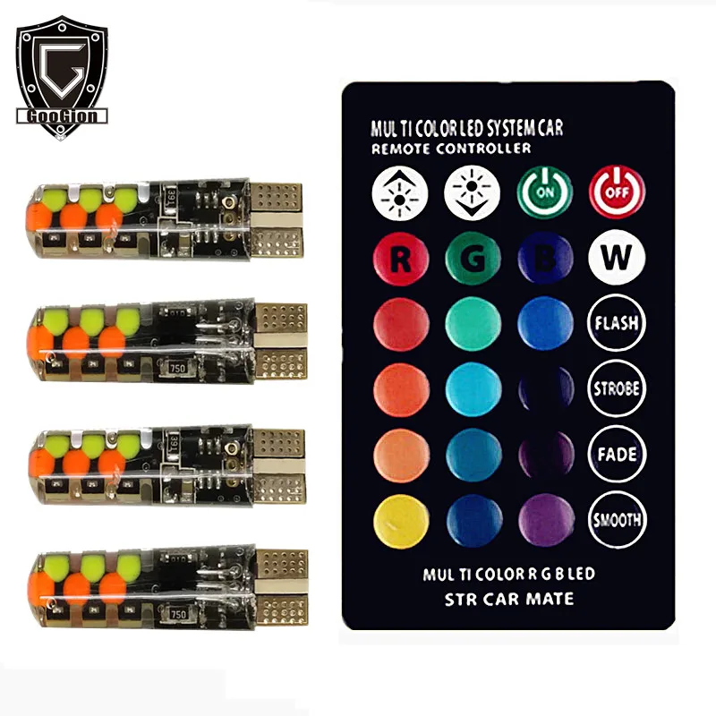 GOOGION T10 W5W светодиодные автомобильные лампы RGB пульт дистанционного управления 194