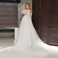 eightale simple wedding dress plus size spaghetii strap appliques off the shoulder a line tulle wedding gowns bride dresses