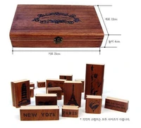free shipping wood travel stamps pairs new york roman italy memories stamp mini stampiron boxmulti purpose wood stamps