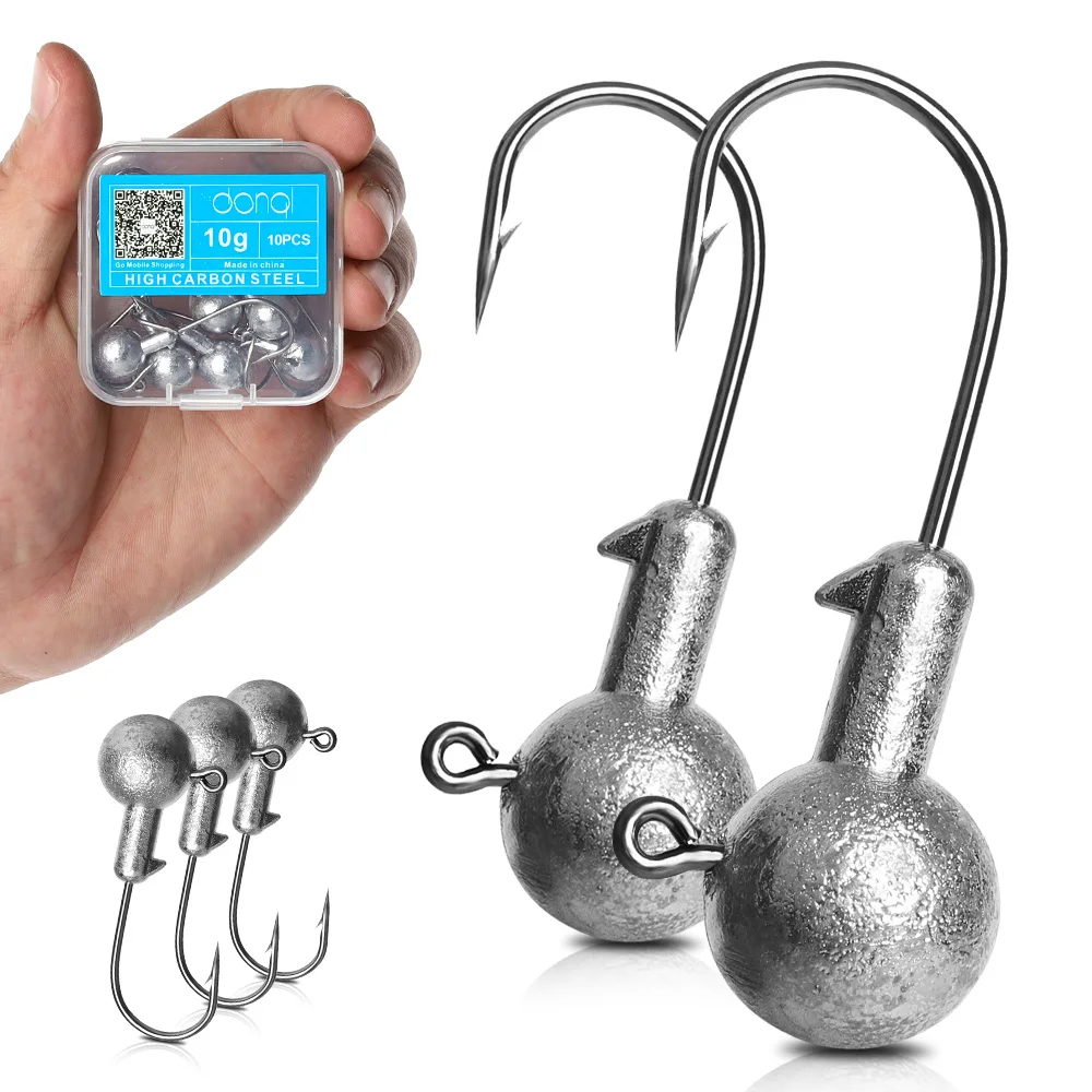 DONQL 10 шт./кор. Lead Jig Head рыболовный крючок кривошипно Jig Head крюк для ловли карпа рыболовные приманки 1-20 г мягкий червь рыболовные снасти аксессуары