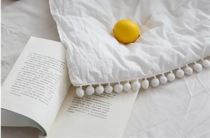 duvet cover150x200cm Однотонный простой пододеяльник, набор постельного белья с помпоном, пододеяльник для двойной кровати, наволочка для спальни - Цвет: duvet cover150x200cm