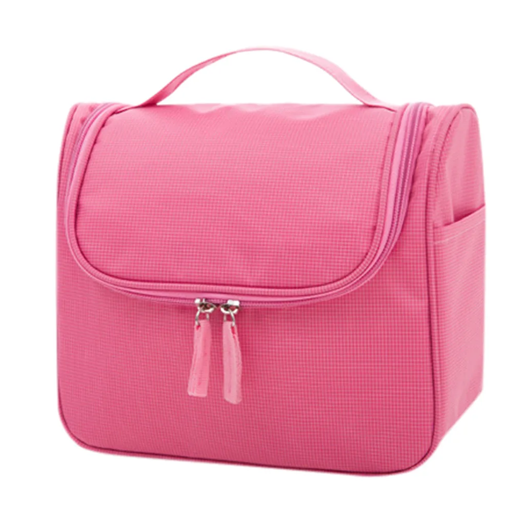 Pink Однотонная косметическая сумка в Корейском стиле, женская косметичка, косметичка для туалетных принадлежностей, водонепроницаемая косметичка, Прямая поставка# L5 - Color: Pink