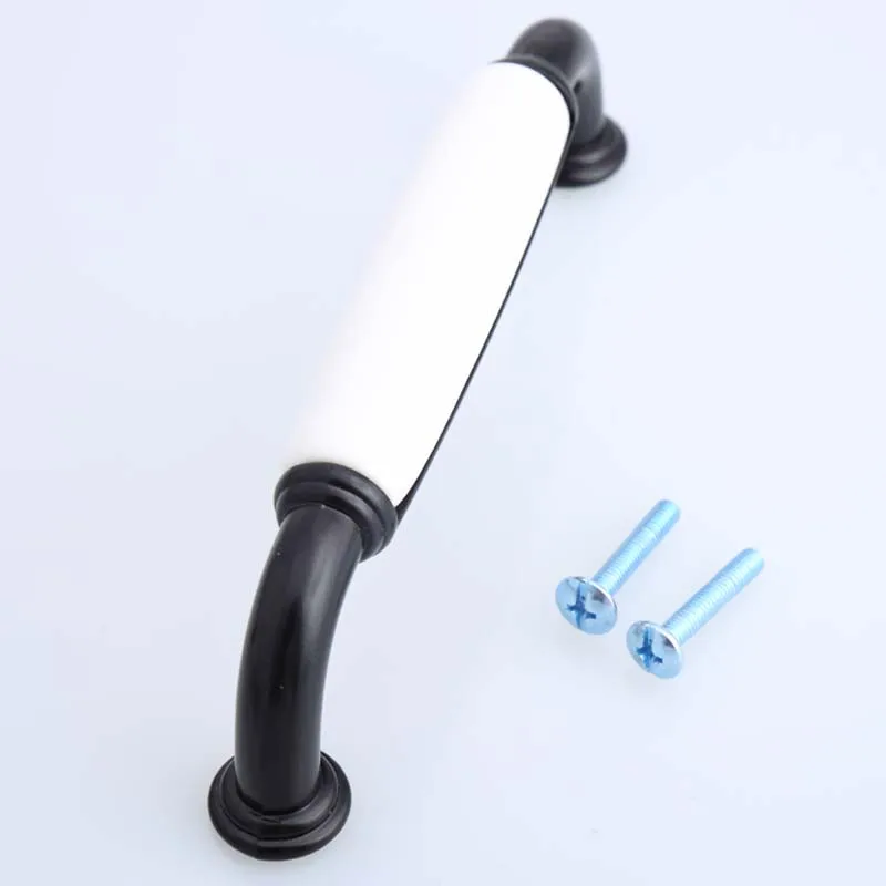 Ручки для мебели 128 мм 96 белые черные современные простая мебель керамические