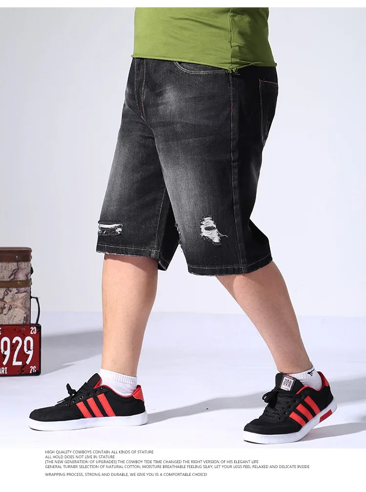 Джинсовые шорты больших размеров 5XL 7xl 9xl плюс свободные Vogue Бермуды мужские горячие мужские высотой до колена ковбойские короткие брюки повседневные мужские шорты джинсовые