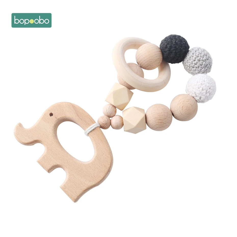 Elephant Rattle Bopobo 1 шт. деревянные детские погремушки деревянные Прорезыватели детские деревянные Прорезыватели погремушка сенсорные Прорезыватели животные погремушки Новорожденные игрушки - Цвет: Elephant Rattle