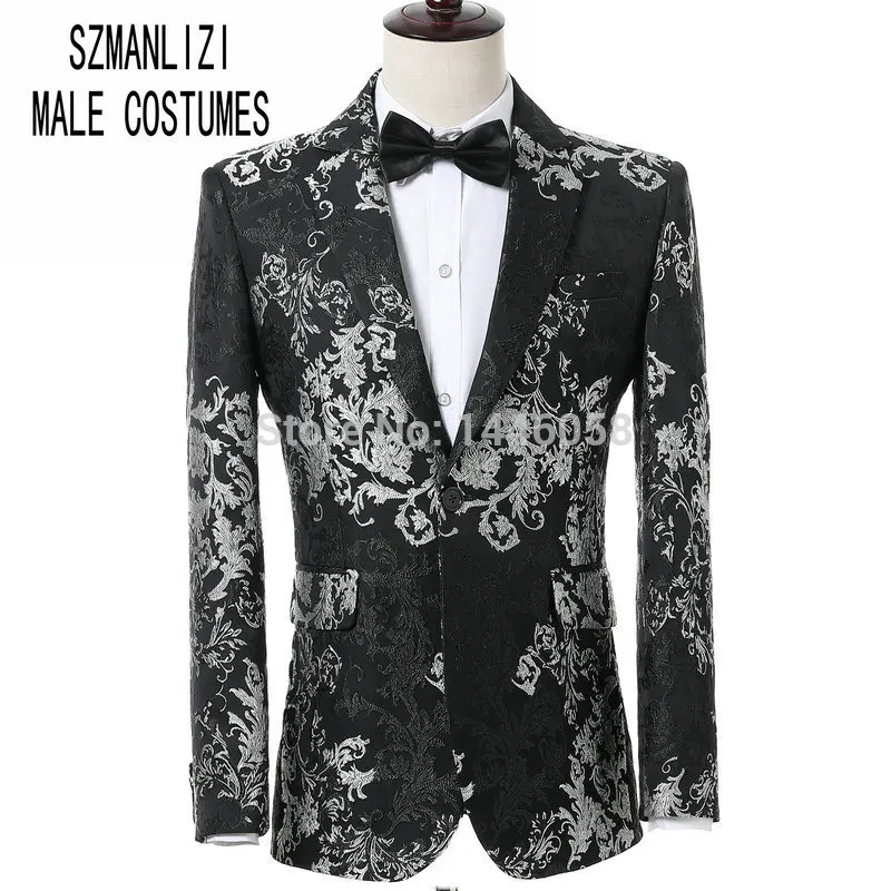only jacket Новейший дизайн пальто брюки Тонкий блестящий серебряный курительный пиджак итальянский смокинг платье двубортные мужские свадебные костюмы жениха - Цвет: only jacket