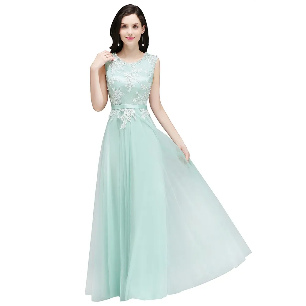 Mint Green Long Длинные короткие платья на фатина с кружева розовый бордовый Вечерние платья вечернее платье выпускые пллатья - Цвет: Mint Green Long
