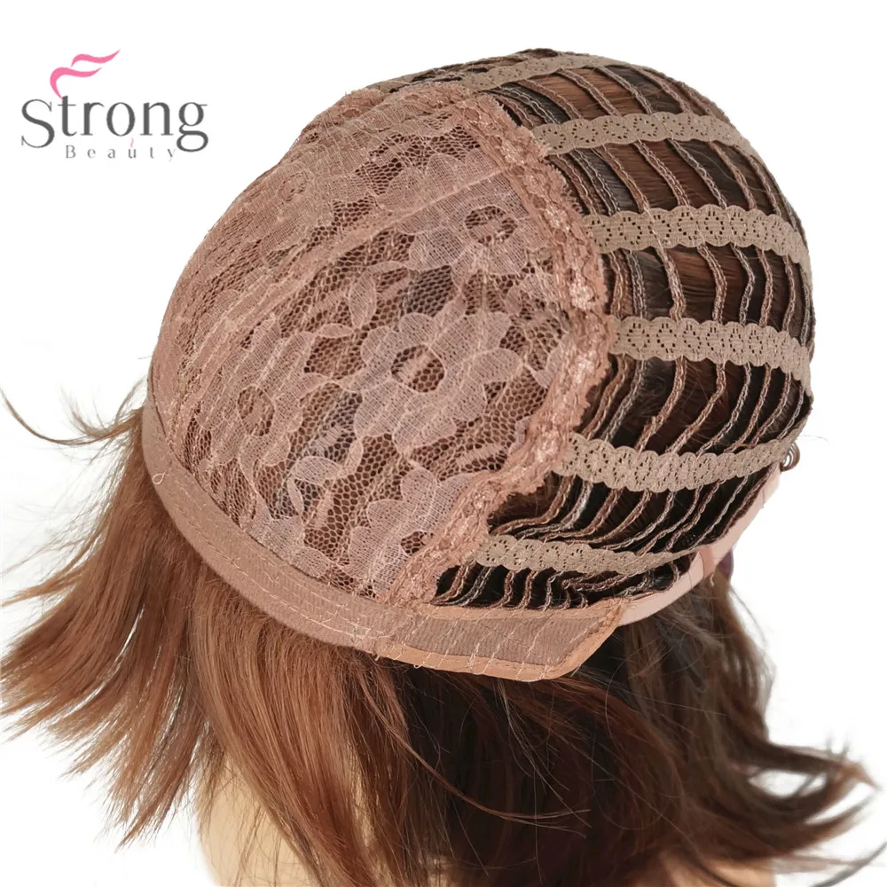 StrongBeauty auburne длинный прямой парик Боб опрятный челка Женские синтетические