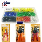 800 шт. E0508 E7508 E2508 E1508 E1008 кабельный Терминал Коннектор с ручным обжимным наконечником плоскогубцы обжимной набор инструментов AWG 10-23