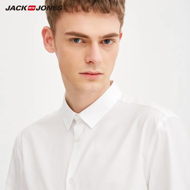 JackJones Мужская рубашка из 100% хлопка в полоску с отложным воротником приталенная