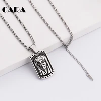 2019 new arrival punk style 316l stainless steel pendant necklace antique jesus square tablet necklace mens jewelry cagf0191