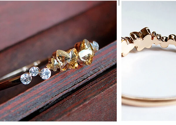 Korean Designer Plated Real Gold Butterfly Crystal Bangles Women Charm Jewelry | Украшения и аксессуары