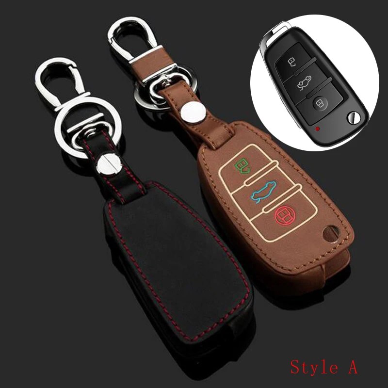 Светящаяся кнопка кожаный чехол для автомобильного ключа кольцевая цепь AUDI Q3 Q7 A4