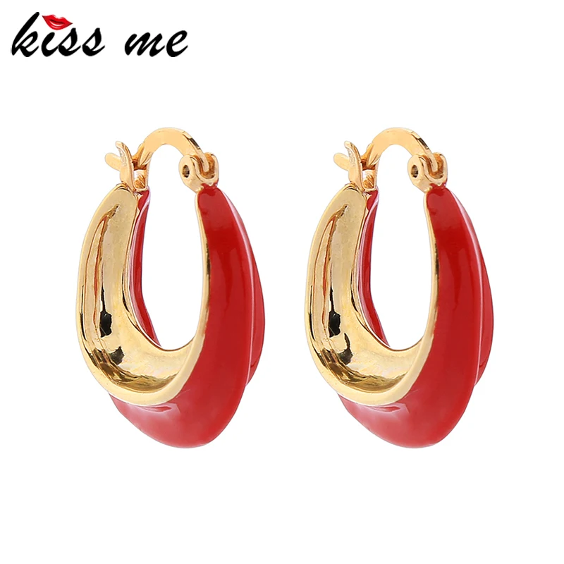 Женские серьги подвески KISS ME четыре тона эмалированные медные Подарочные