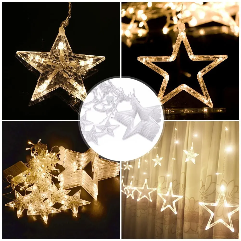 2.5M Fairy Star LED Curtain String Light for Holiday Wedding Party Room Decoration
