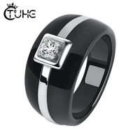 fashion mens ring simple style crystal ring stainless steelround band healthy ceramic rings for men women jewelry gift