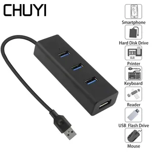 CHUYI Usb 3,0 концентратор 4 порта высокоскоростной Usb3.0 сплиттер адаптер Dc 5 v2a источник питания Порт для ПК Аксессуары для мобильных телефонов