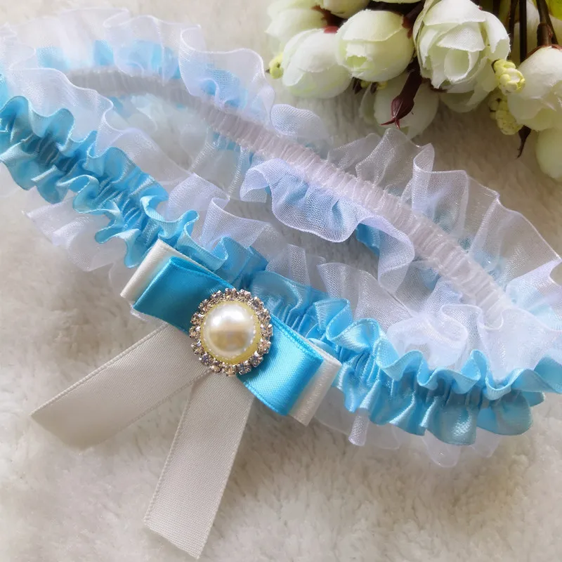 1 шт. сексуальный Свадебный комплект с бантом подвязки голубым жемчугом пояс для