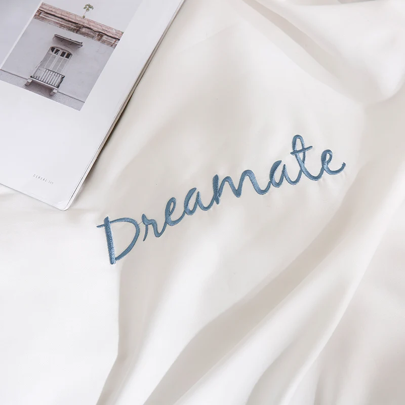 Домашние комплекты постельного белья из хлопка tencel, белый, синий, розовый, королева/король размер, пододеяльник, простыня, наволочка постельное белье, постельное белье