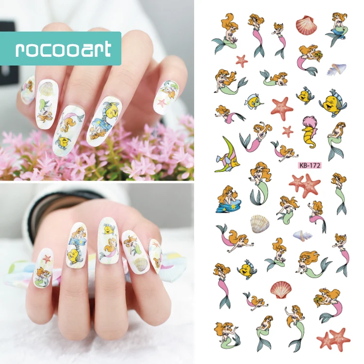 Rocooart KB172 DIY Мультяшные украшения для ногтей Водные Переводные картинки рыбки