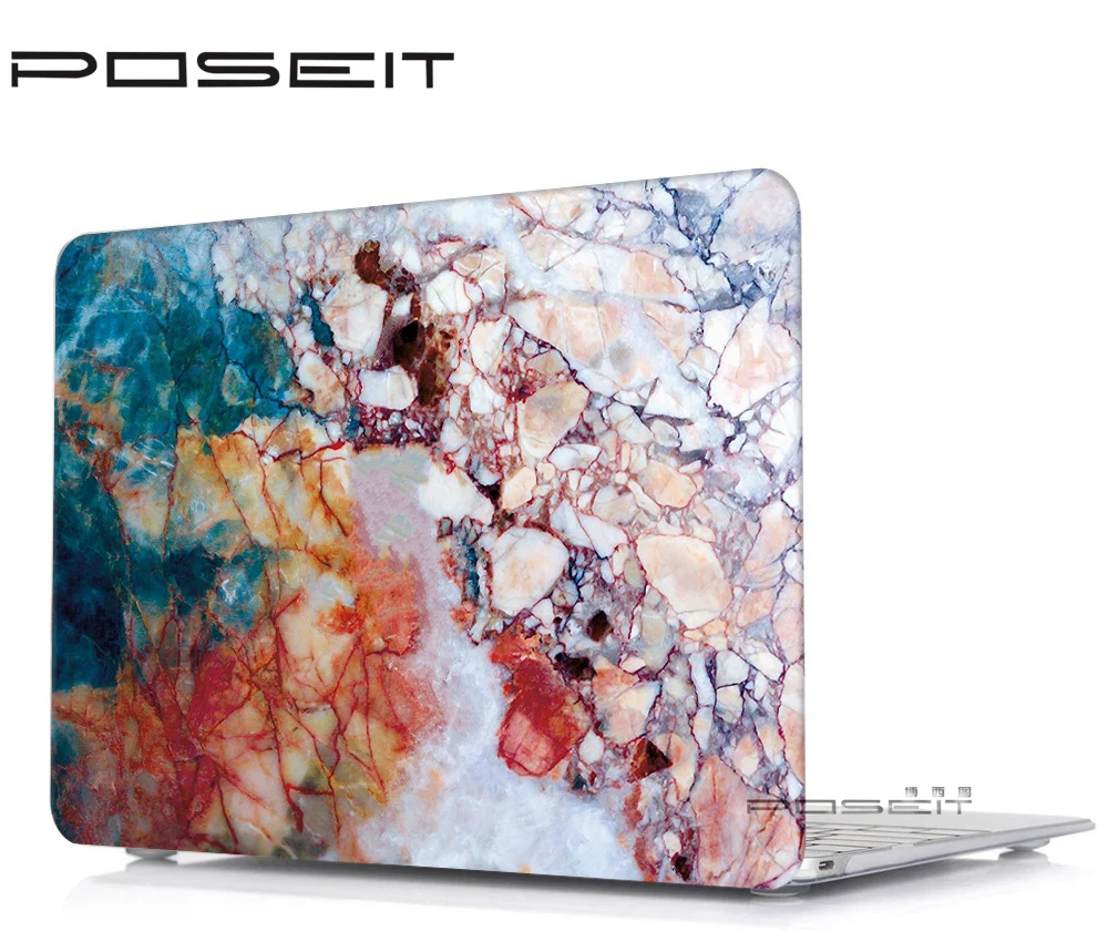 Жесткий чехол с мраморным рисунком + силиконовый клавиатура для Apple Macbook Air 13