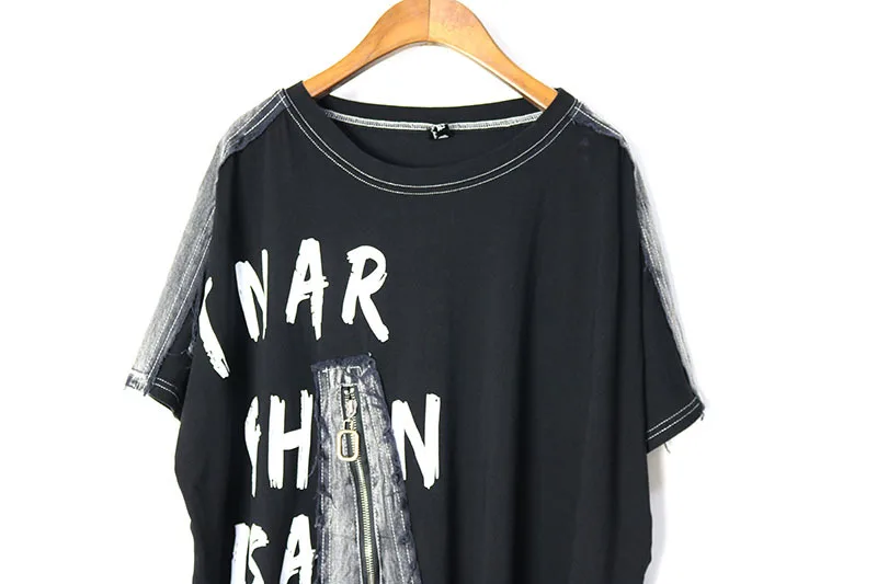 Z ZOUX Женская футболка из денима с вышитым буквенным принтом хлопковые женские