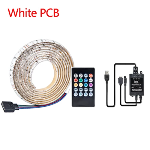 White PCB RGB светодиодный светильник 5050 неоновый 5 в USB светодиодный диодный ленточный светильник Ambi с подсветкой ТВ звуковой музыкальный контроллер фоновый светильник ing Set - Испускаемый цвет: White PCB