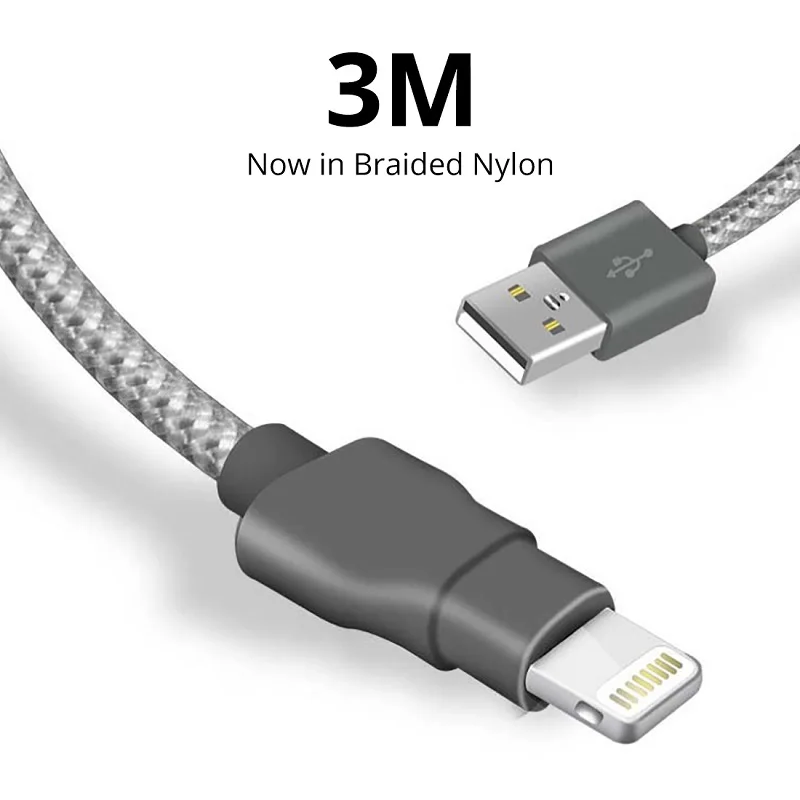 Кабель USB Snowkids для iPhone длинный 3 м 2 шт. X 8 7 6 5 XR XsMax Поддержка iOS 12 с разъемом