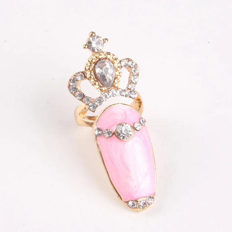 Хит продаж модные стразы корона для ногтей кольца женщин цветные керамические