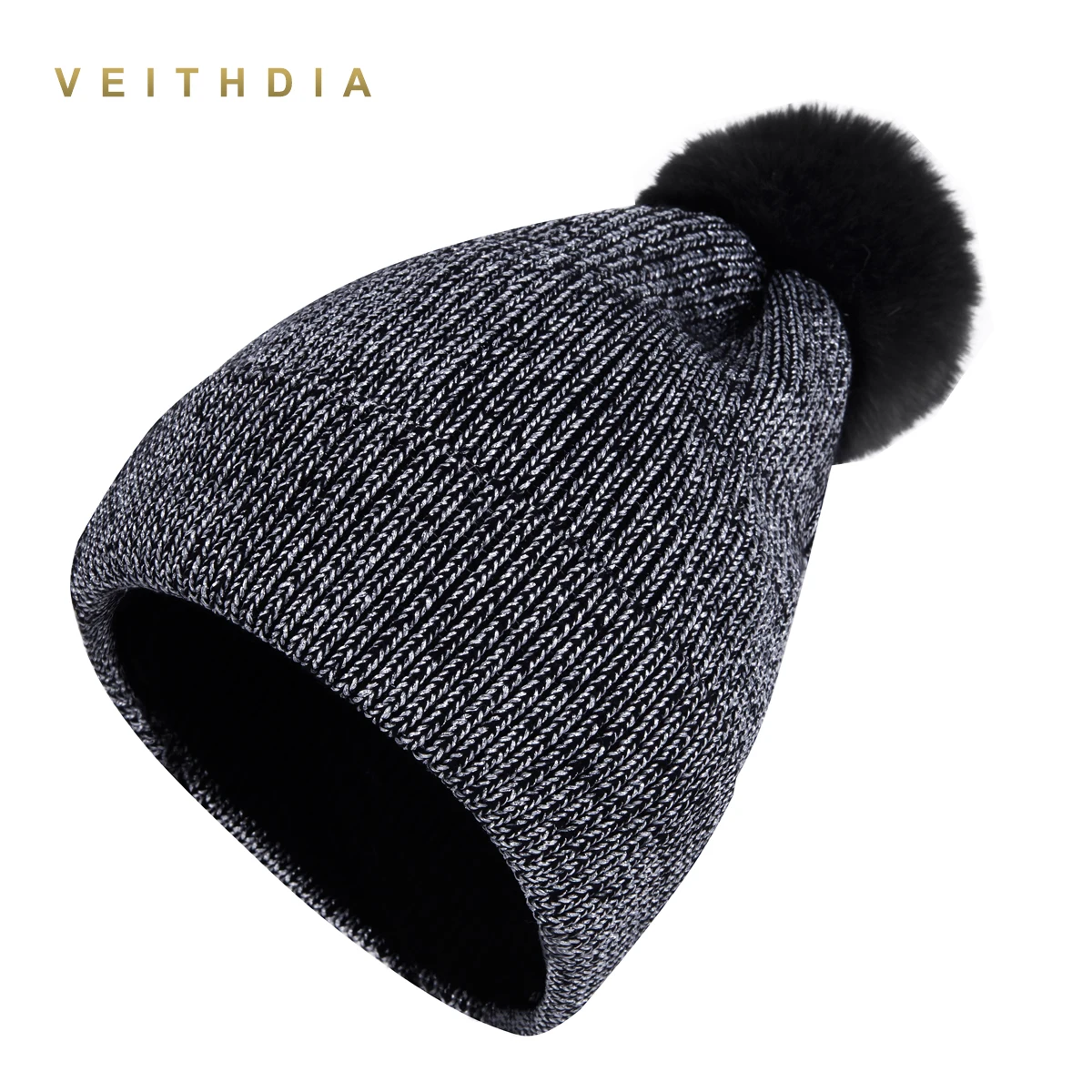 Новинка 2019 мягкая зимняя шапка VEITHDIA с помпоном для женщин модные однотонные