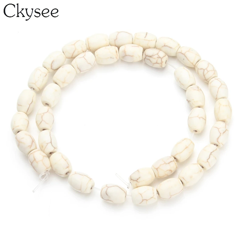 Оптовая продажа белые овальные бирюзовые бусины Ckysee из натурального камня 1 нить