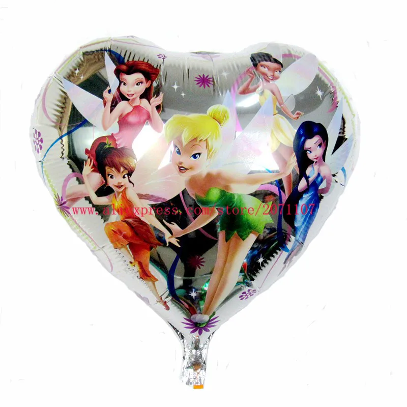 Лаки 10 шт./лот 45*45 см сердце Tinkerbell Elfin Майларовый шар для День рождения Фея алюминий Фольга шары гелием баллон игрушки