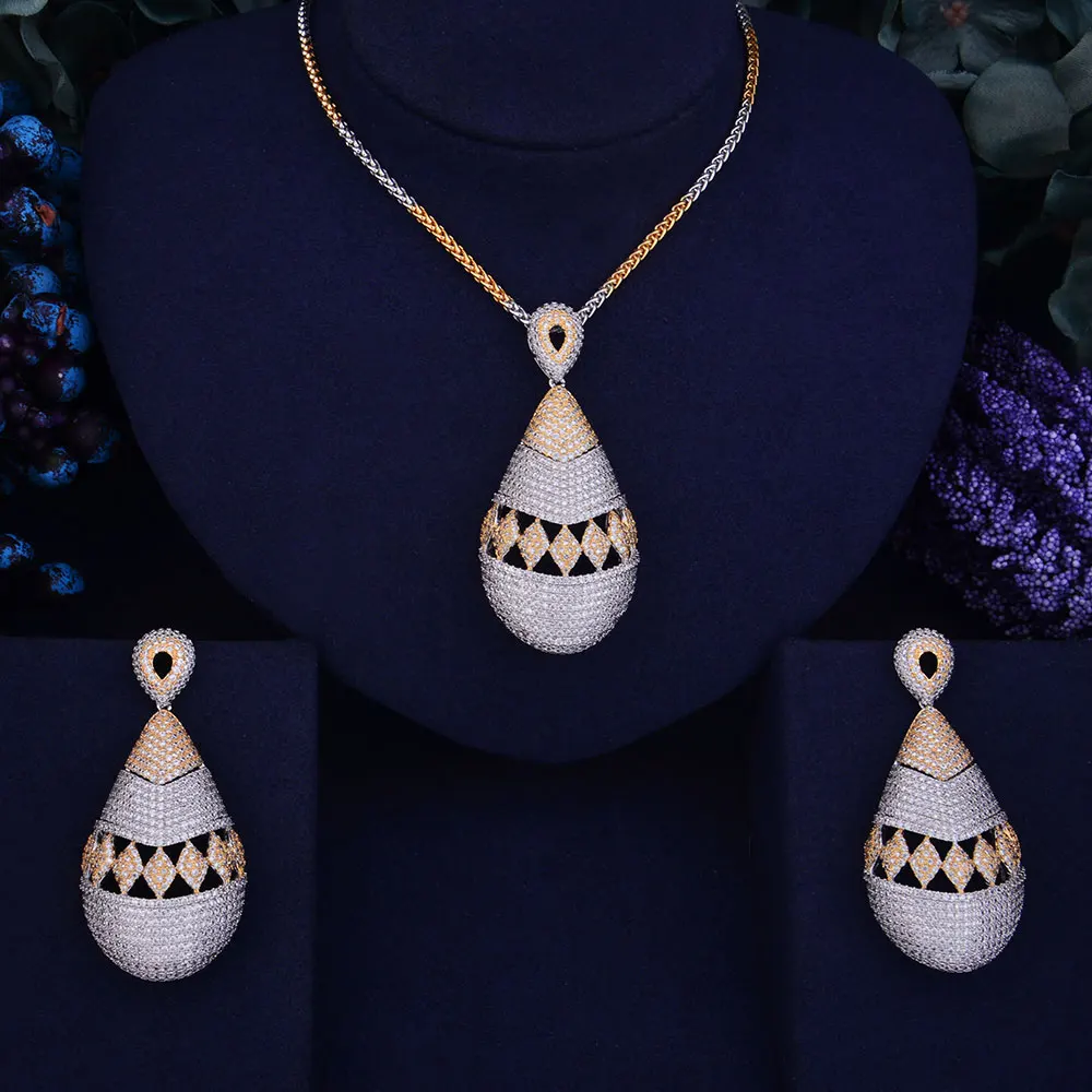 

GODKI Exclusive New Luxury Women Nigerian Wedding Naija Bride Cubic Zirconia Necklace Dubai 2PCS Wedding Jewelry Set