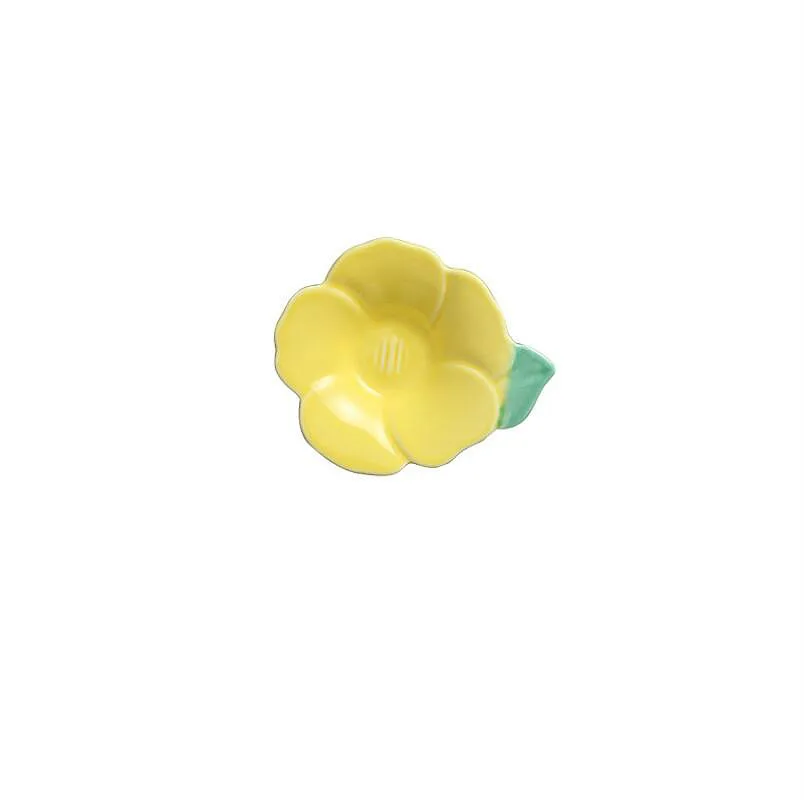 Yellow Flower Креативное блюдо, чаша в тропическом стиле в форме ананаса, керамическая чаша, соус, посуда для фруктов, десерт, закуски, ресторан, тарелка, ужин, цветок - Цвет: Yellow Flower