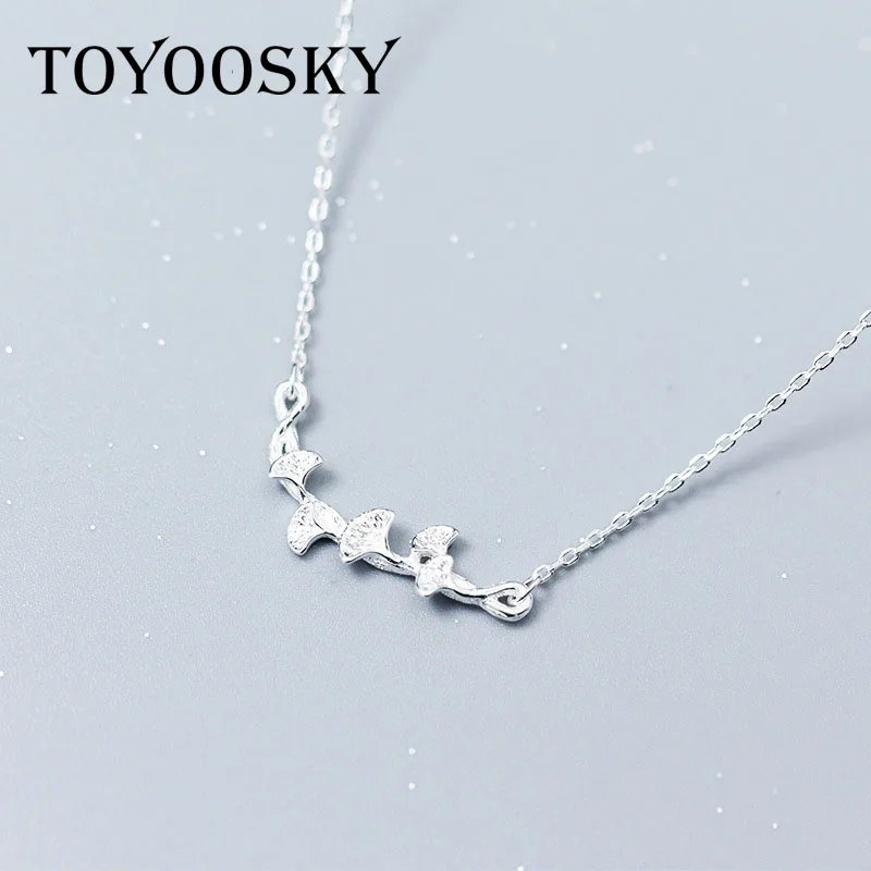 TOYOOSKY ожерелье из стерлингового серебра S925 пробы женское с кулоном в виде листьев