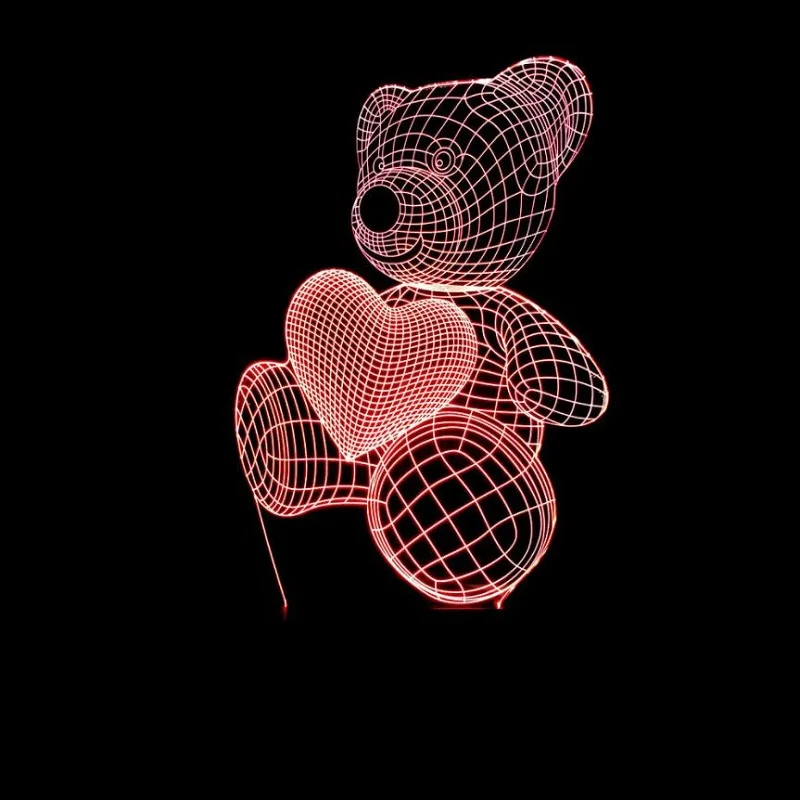 

3D стерео видение светодиодная лампа любовь медведь светильник многоцветсветильник креативные подарки домашняя мебель