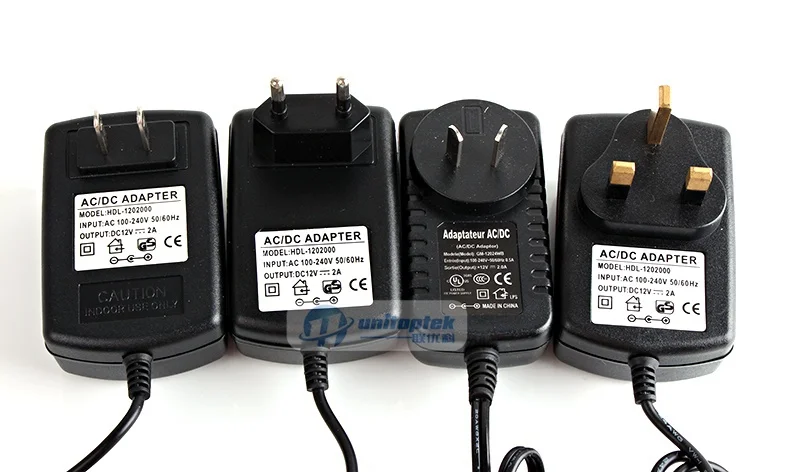 Квалифицированный AC 110-240V к DC 12V 2A адаптер питания для CCTV, EU/US/UK/AU Plug